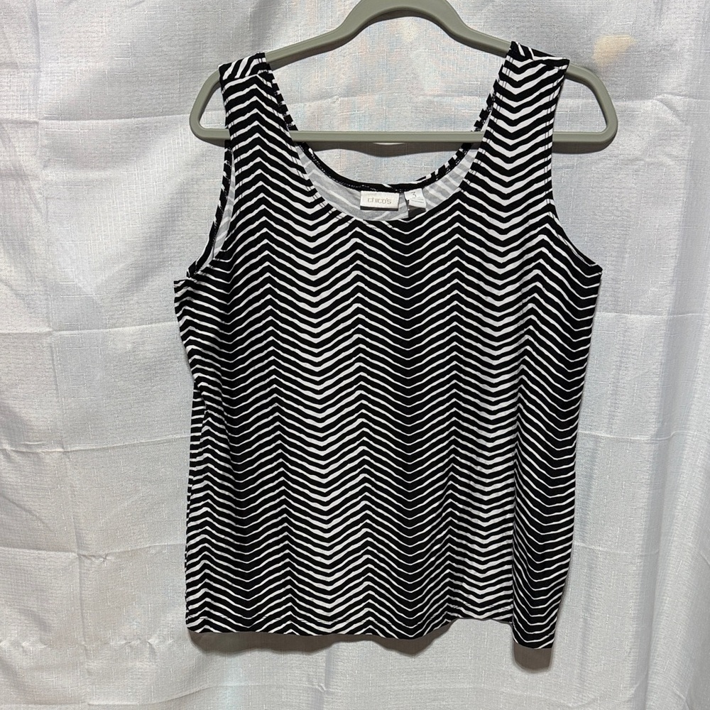 Chicos Zebra Striped Tank Top EUC